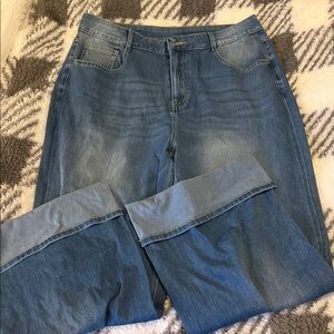 HALARA Women's Straight Leg Rolled Hem Blue Jeans 💙